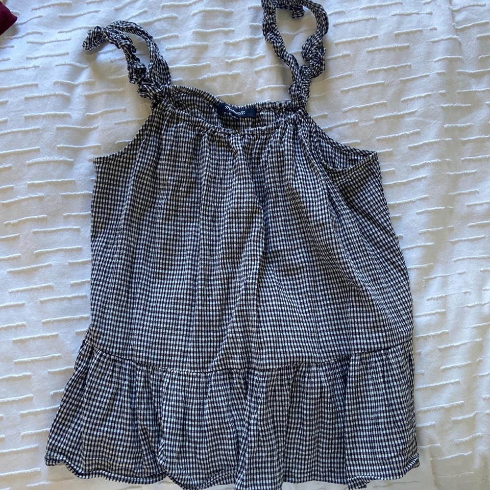 Madewell tank in navy and white check - S